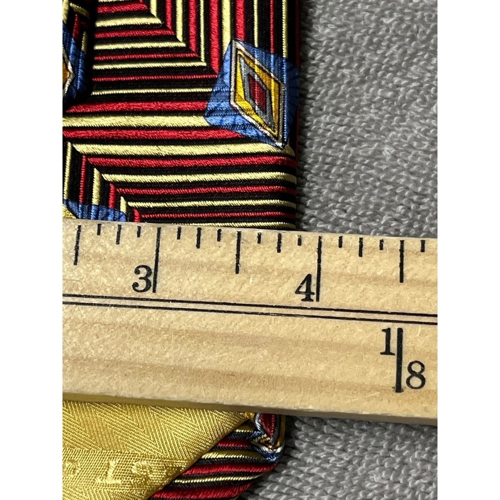 VTG Robert Talbott Silk Tie Deadstock Geometric Chevron Art Deco USA Shiny - Picture 5 of 7